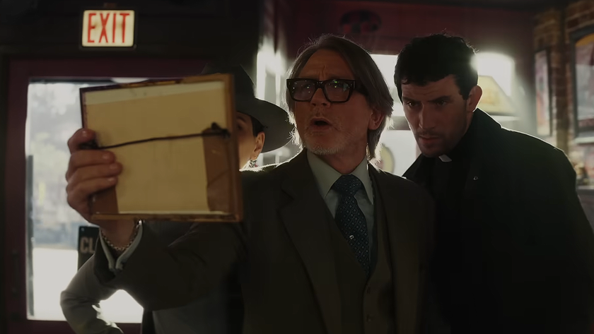 Daniel Craig as Benoit Blanc and Josh O&#039;Connor as Jud Duplenticy in Wake Up Dead Man: A Knives Out Mystery