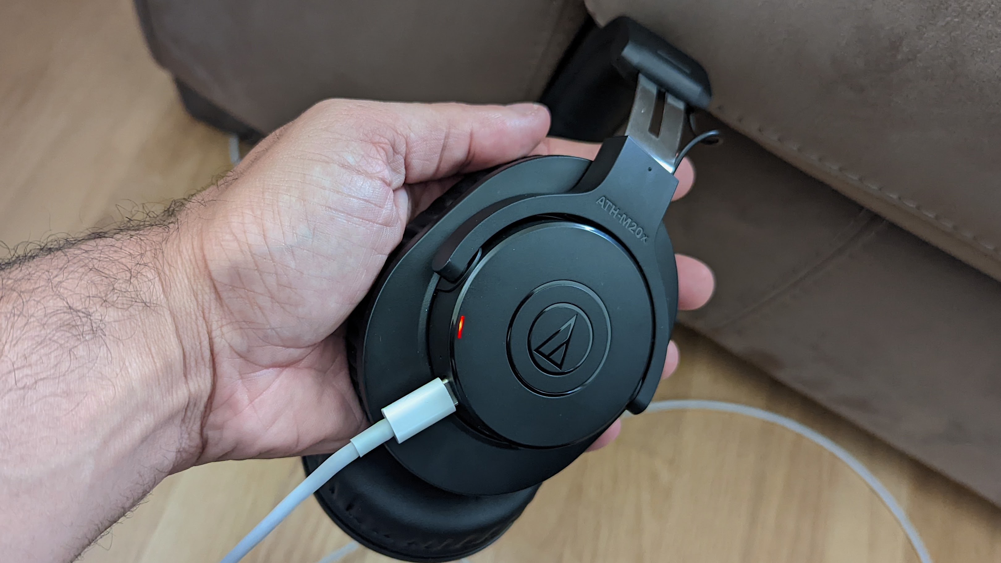 The Audio-Technica ATH-M20xBT charging via USB-C