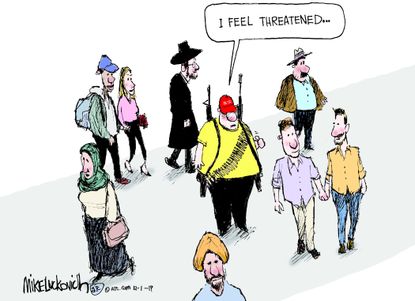 Political Cartoon U.S. White Supremacist Feels Threatened