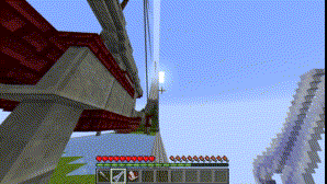 A gif of a moving Halo Ring built in Minecraft.