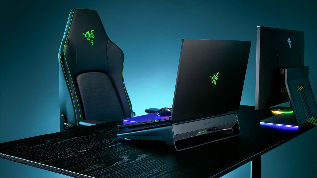 Razer Laptop Cooling Pad being used.