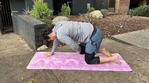 Jason Deutchman performs bird dog exercise