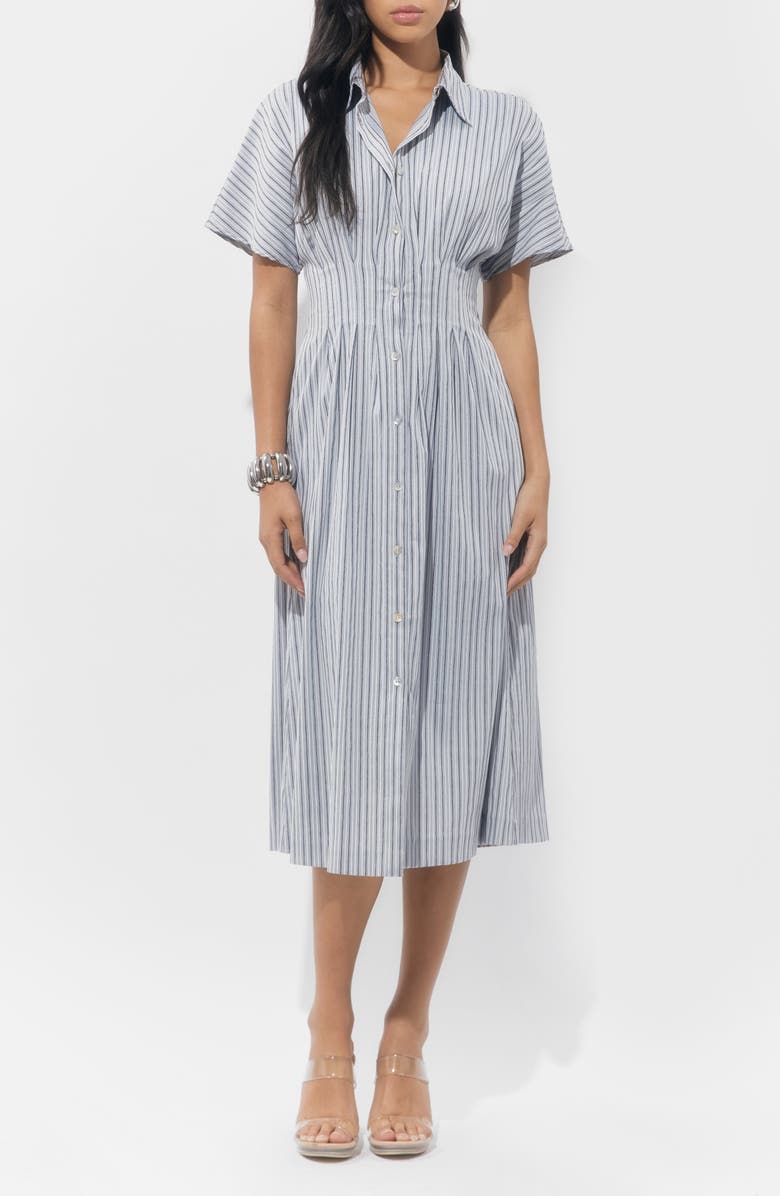 Audrey Stripe Cotton Blend Shirtdress