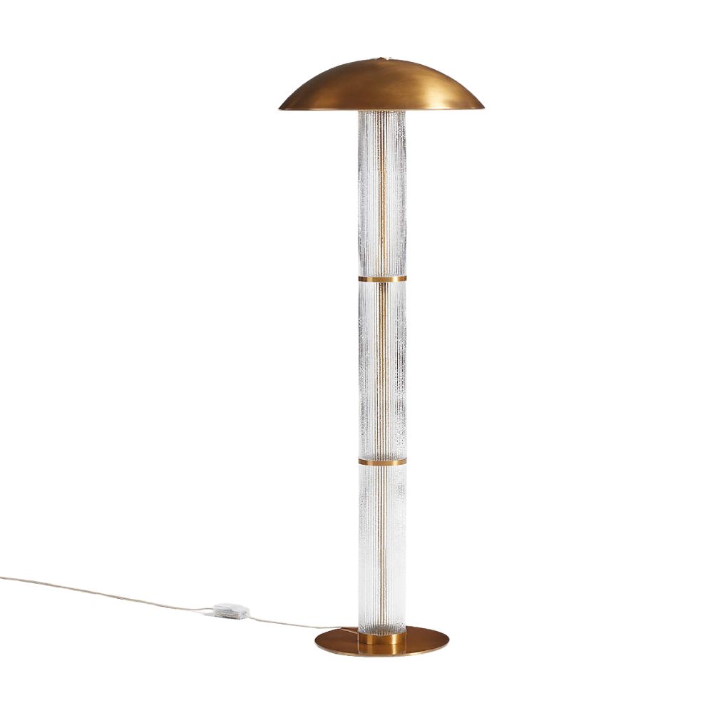 Vidro Ribbed Glass Floor Lamp with Brass Shade