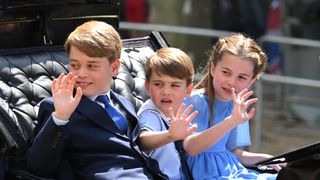 Prince George, Prince Louis and Princess Charlotte in the carriage procession at Trooping the Colour