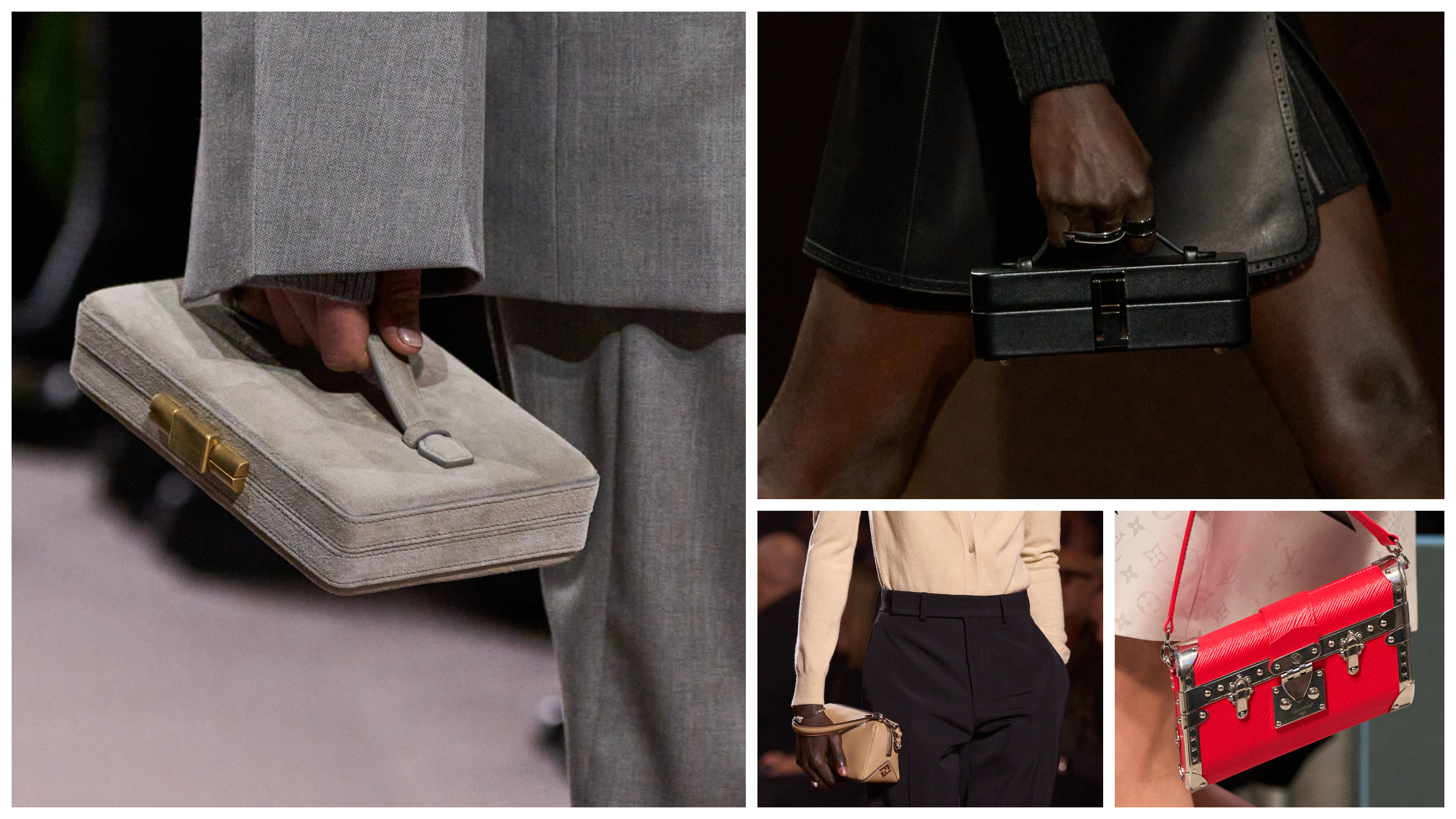 vanity case bag trend at Victoria Beckham, Herm&amp;egrave;s, Fendi, and Louis Vuitton