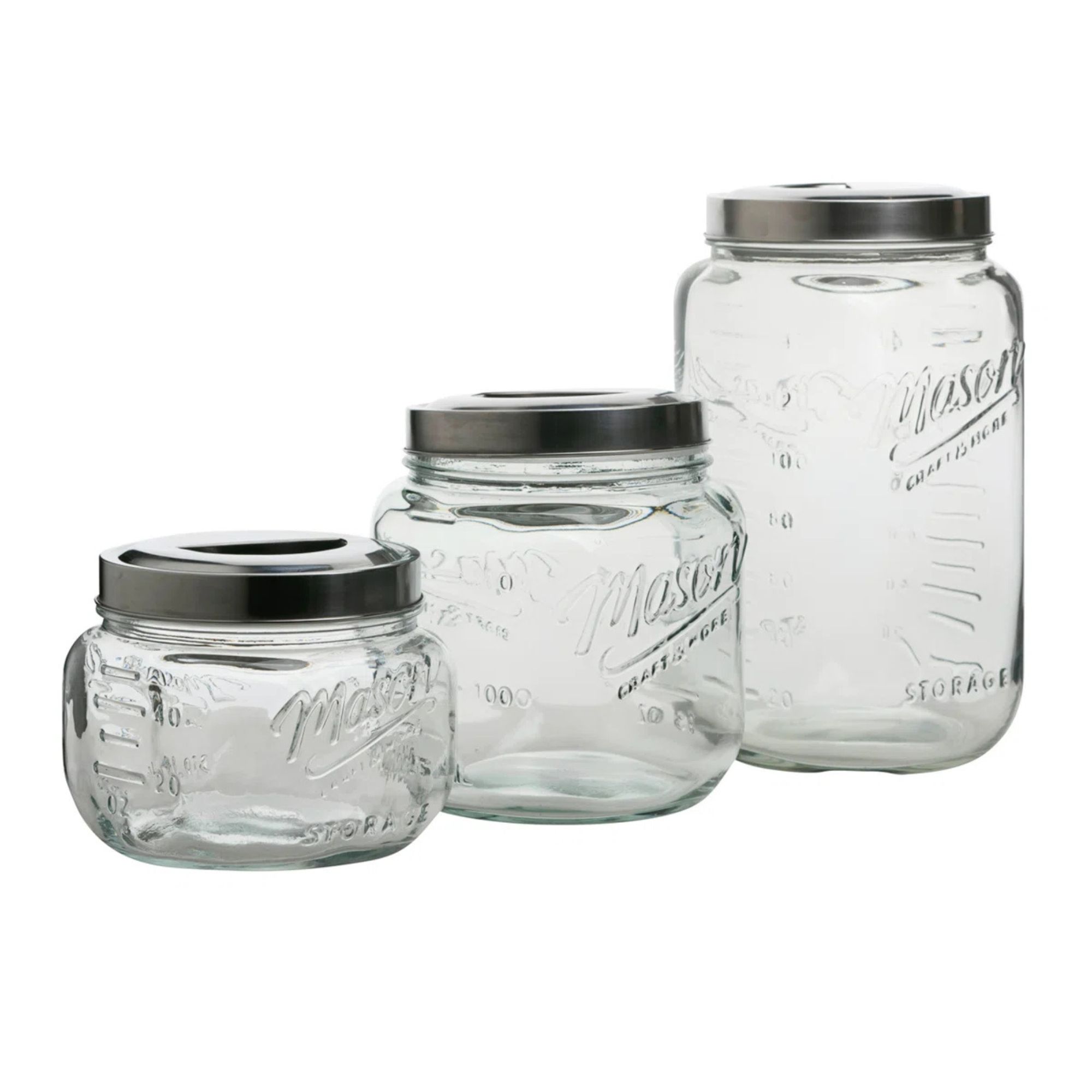 Vintage Storage Jars Glass Canister - Set of 3 By Mason Craft &amp;amp; More