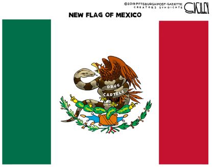 Editorial Cartoon World Mexico drug cartels flag