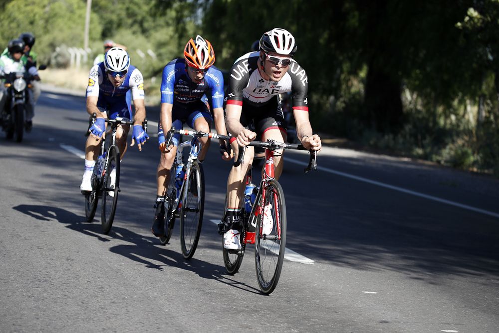 Oliviero Troia leads the stage 6 breakaway in San Juan.