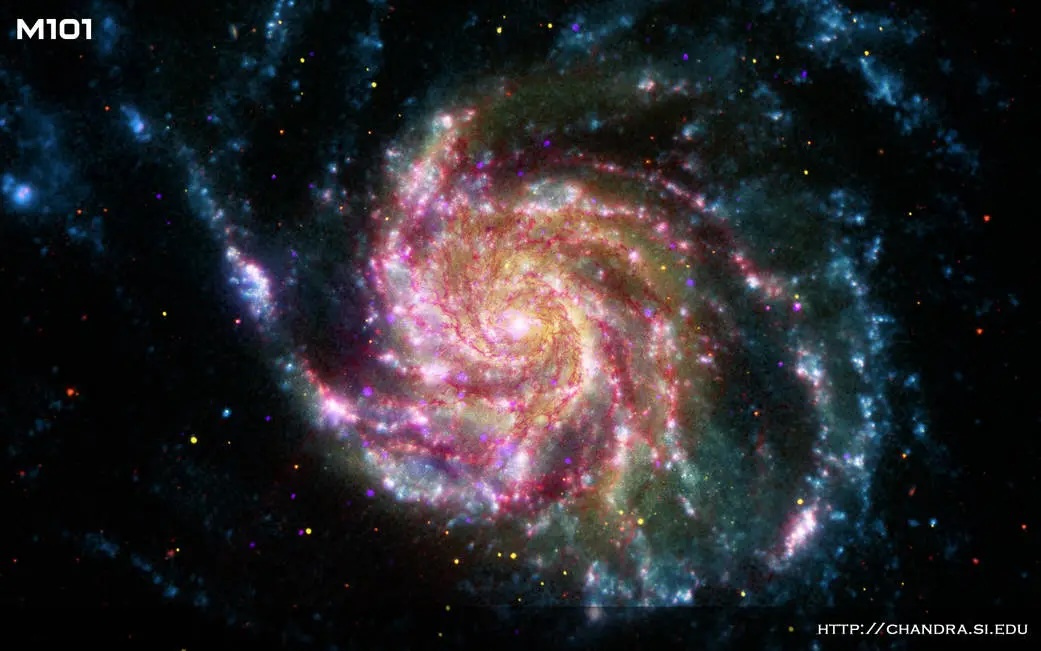 An image of a colorful spiral galaxy.