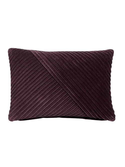 Bowen Ribbed Velvet 22"x15" Deep Burgundy Throw Pillow Cover