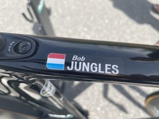 Bob Jungels name tag at Tour de France 2023