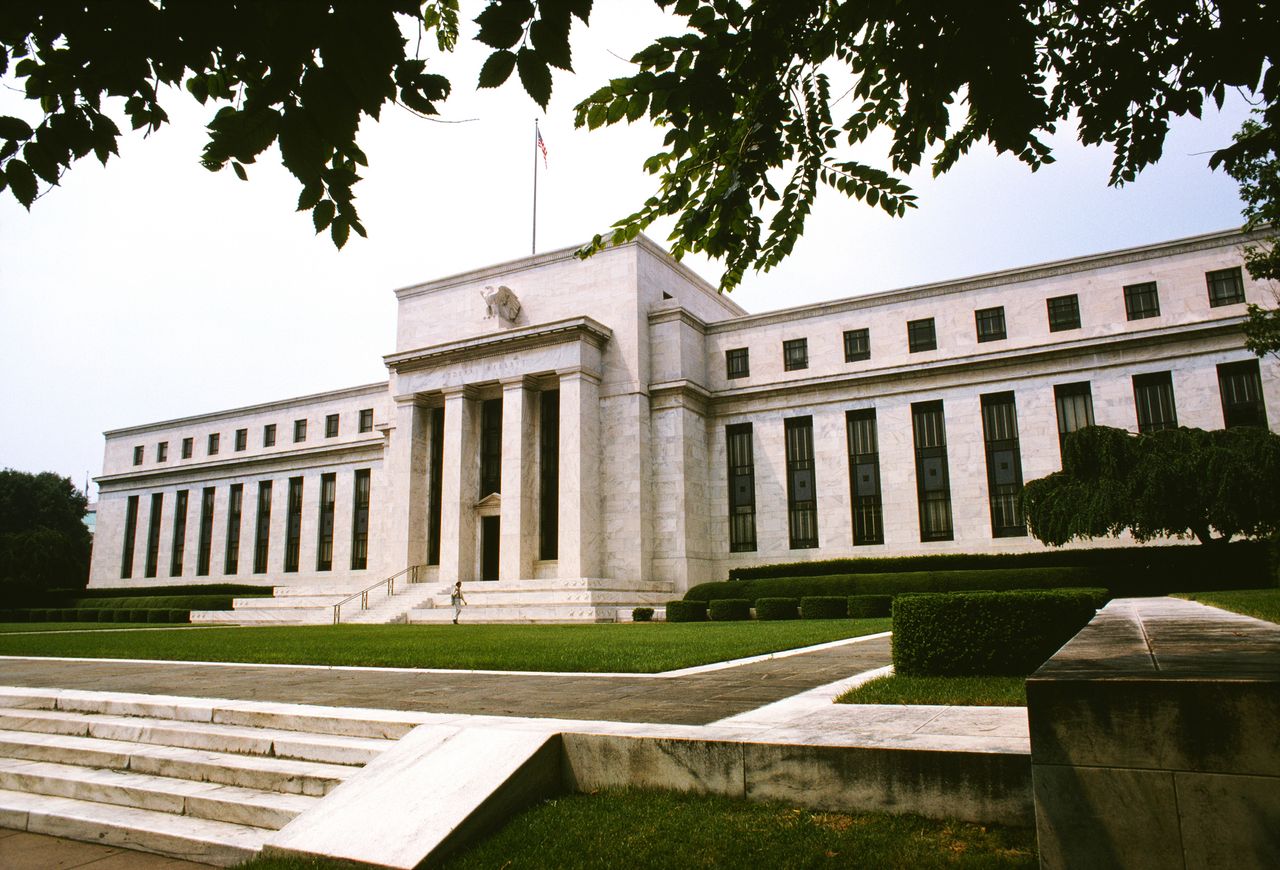 Low angle view of Federal Reserve Building, Washington DC