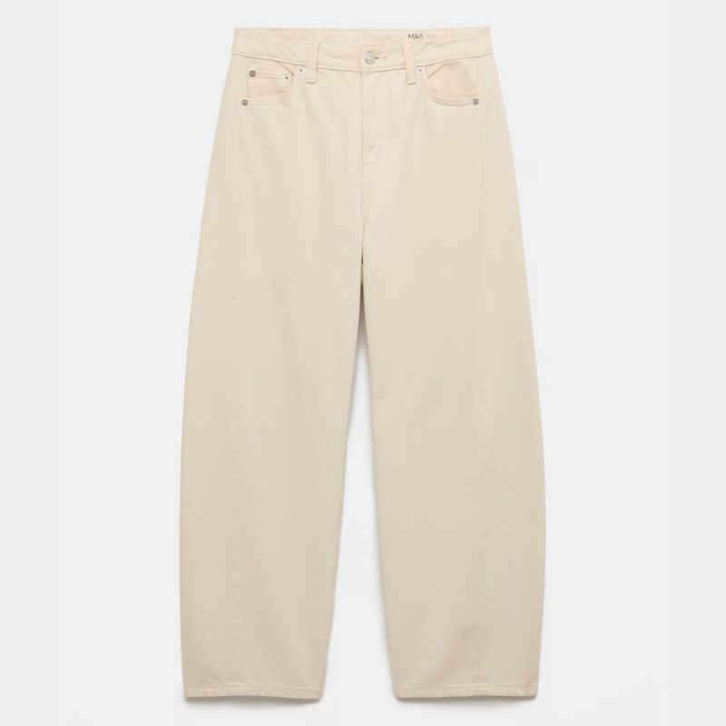 M&amp;amp;S, ecru barrel leg jeans