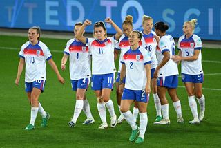 Lauren Hemp of England celebrates with teammates after scoring her team's third goal during the UEFA Women's EURO 2025 Group D match between England and Wales at Arena St. Gallen on July 13, 2025 in St Gallen, Switzerland.