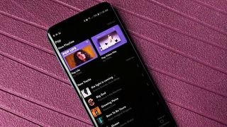 Tidal app library on an Android phone.