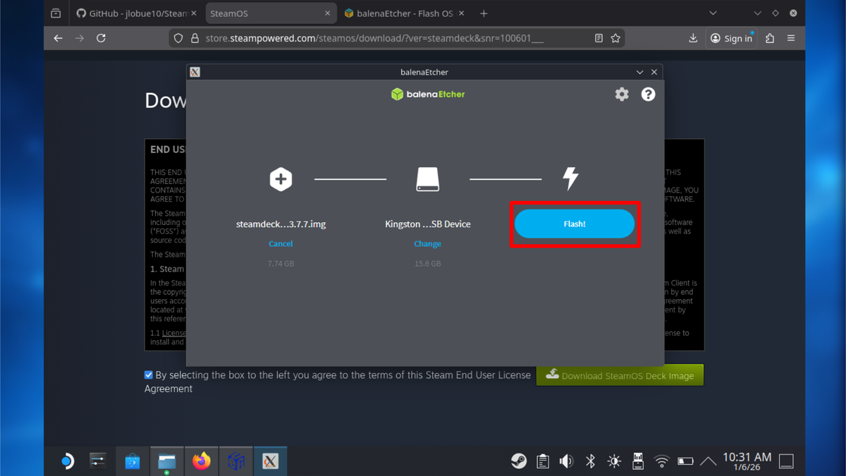 SteamOS guide on creating recovery media