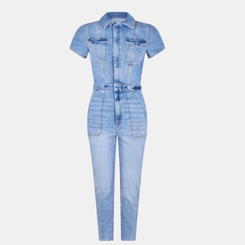 Image of denim jumpsuit