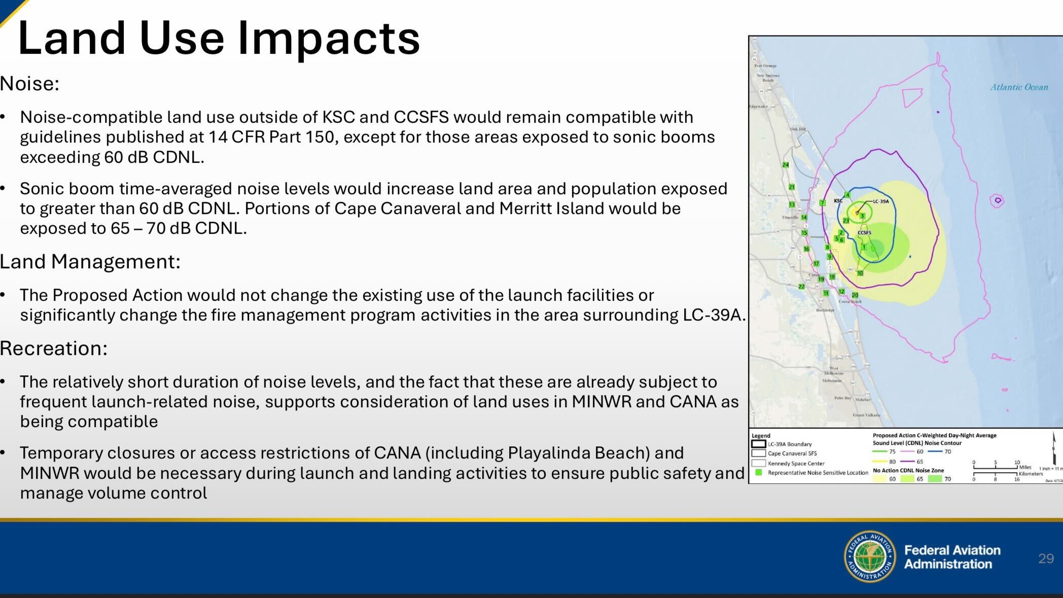 A presentation slide showing info about Starship launches from Florida.