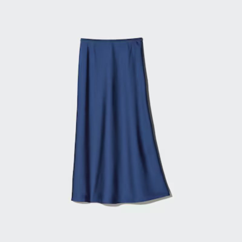 Uniqlo, Satin Skirt in Blue