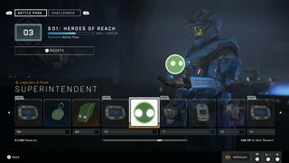 Halo Infinite season 1 heroes of reach battle pass level 70 reward superintendent AI