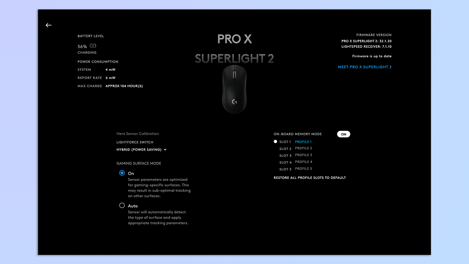 A screenshot of the Logitech G HUB software on macOS