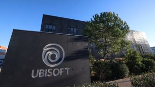 This photograph taken on February 13, 2024, shows the main entrance of Ubisoft video firm company where a strike call is planned on February 14, 2024, in Montpellier, south of France.