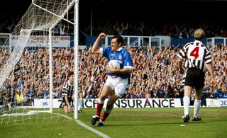 Guy Whittingham celebrates after scoring for Portsmouth against Grimsby Town in 1993.