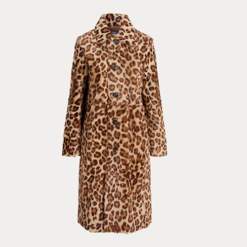 leopard print button front coat