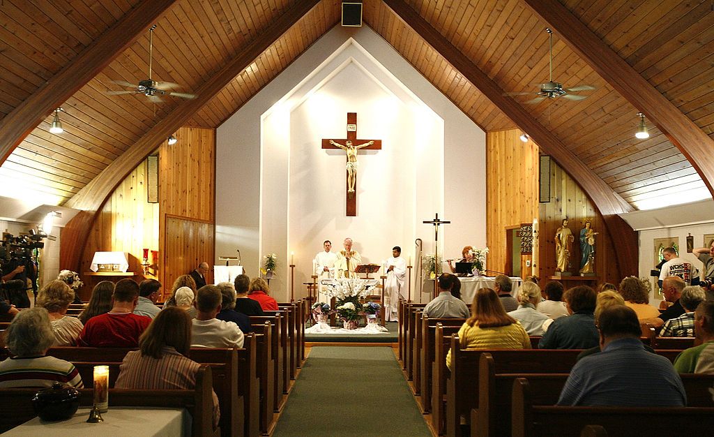 Former Bishop Michael Bransfield performs mass in 2010.