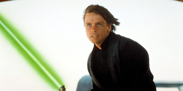 Luke Skywalker with green lightsaber in Return of the Jedi