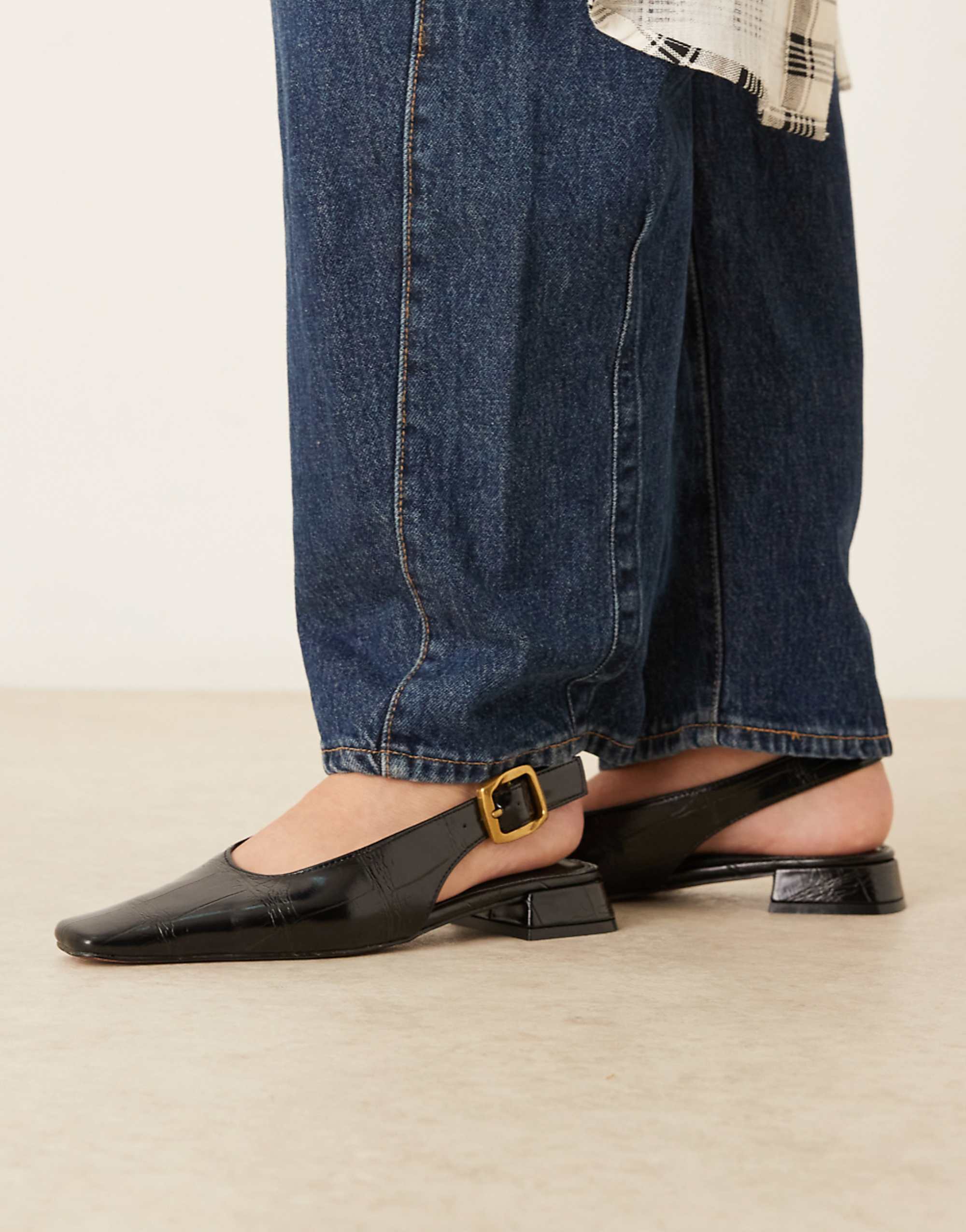 Asos Design Loretta Chisel Toe Slingback Ballets in Black