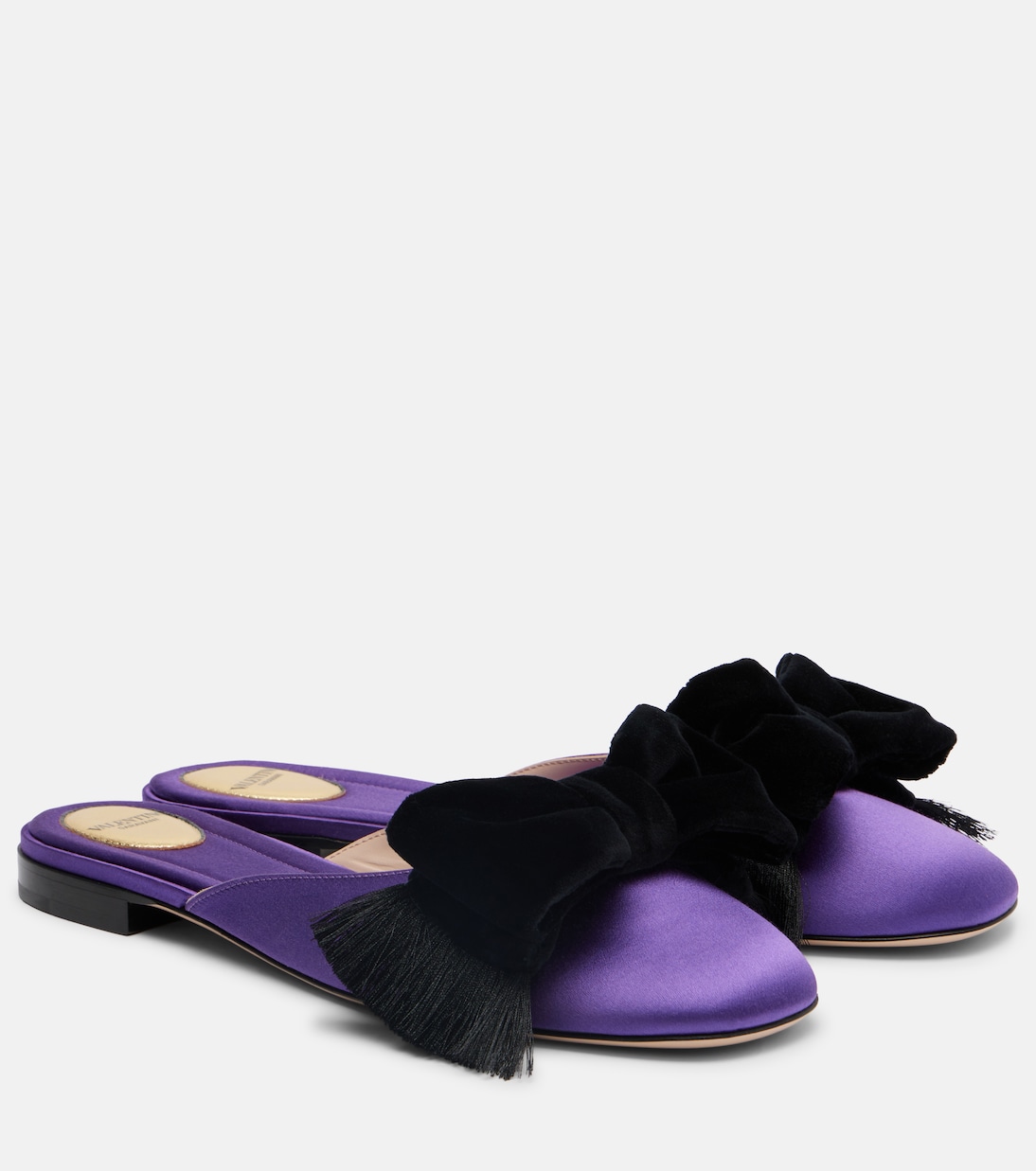 Reinette Bow-Detail Satin Flats in Purple - Valentino Garavani