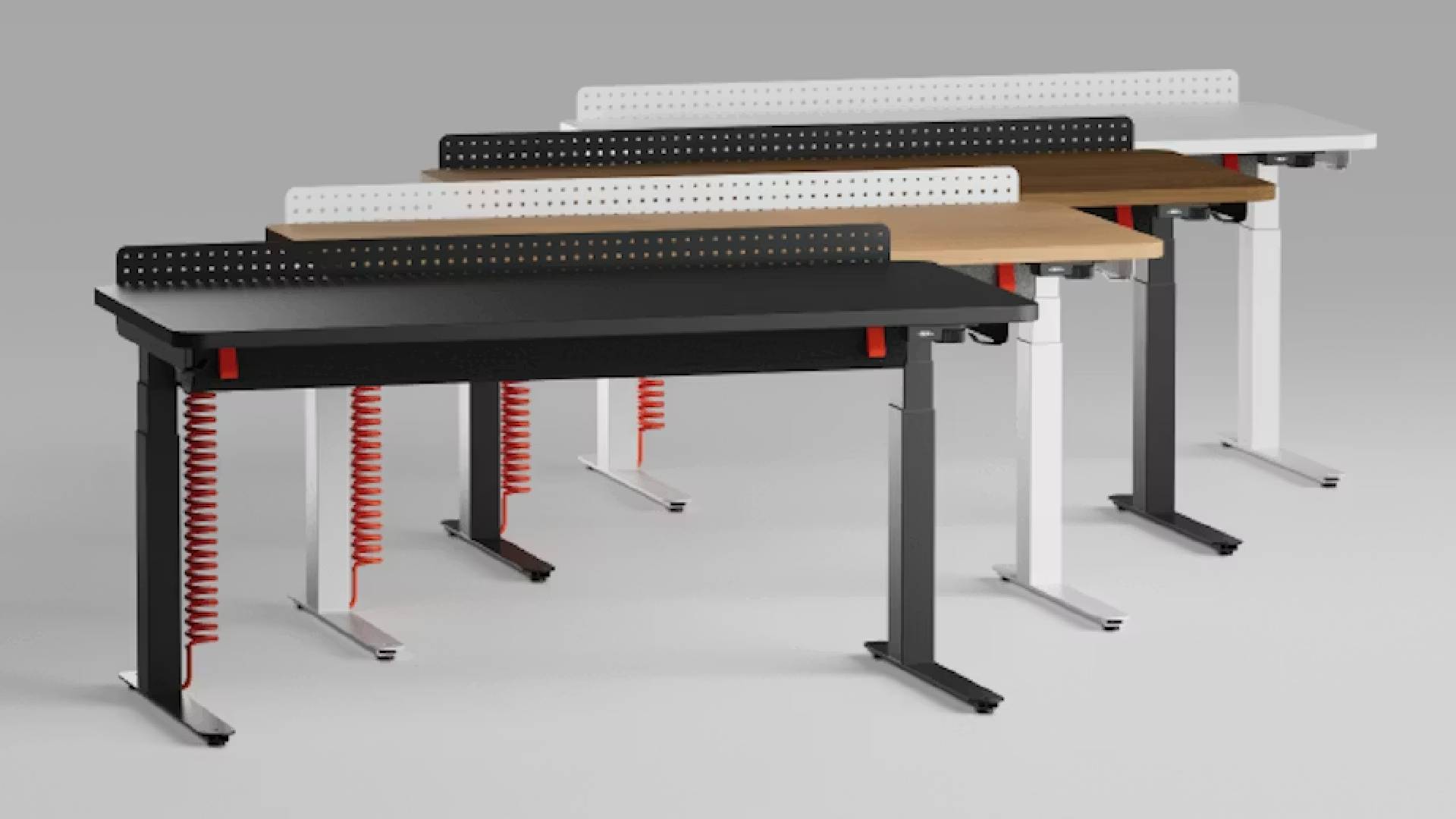 Herman Miller Coyl in black, ash, walnut, and white.