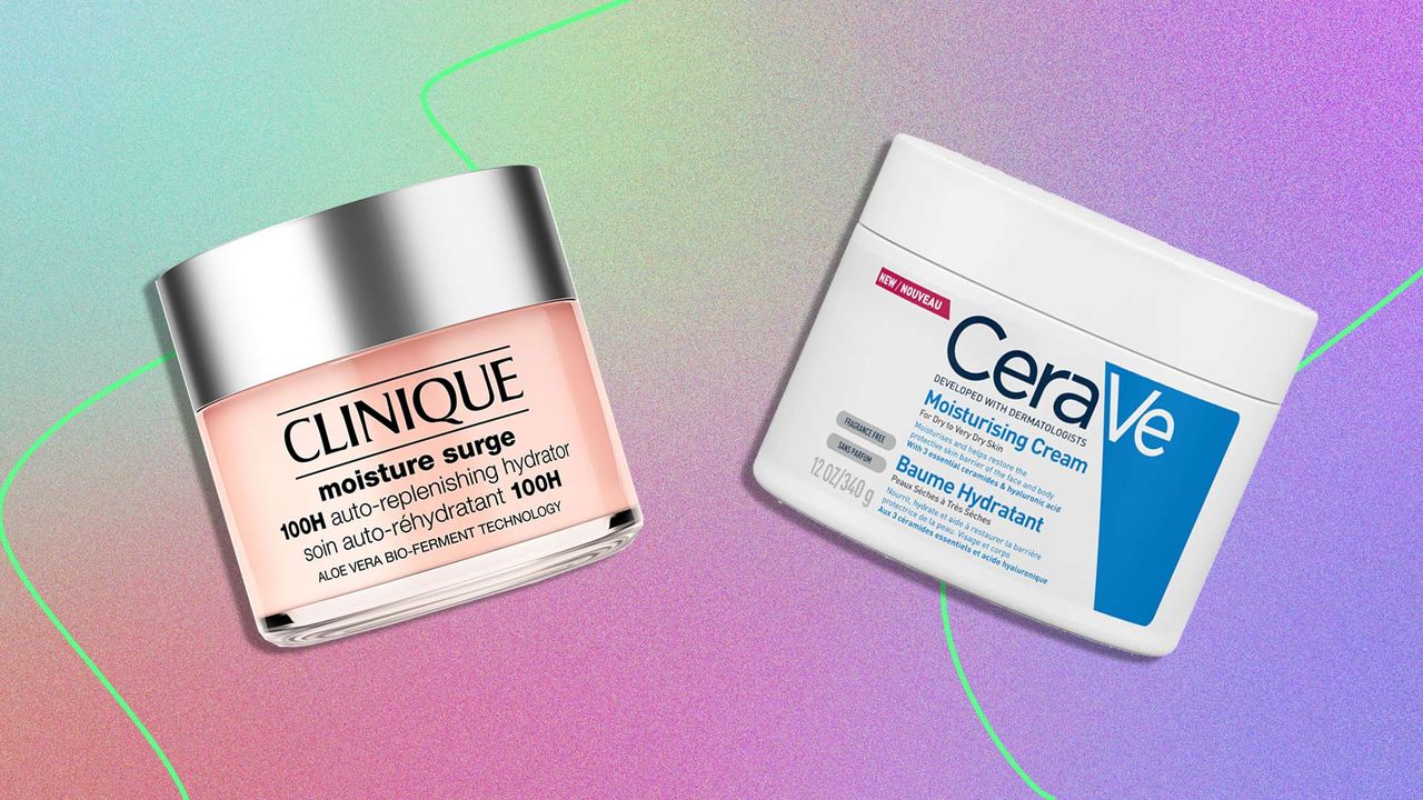 Clinique vs Cerave: clinique moisture surge cream and CeraVe moisturising cream