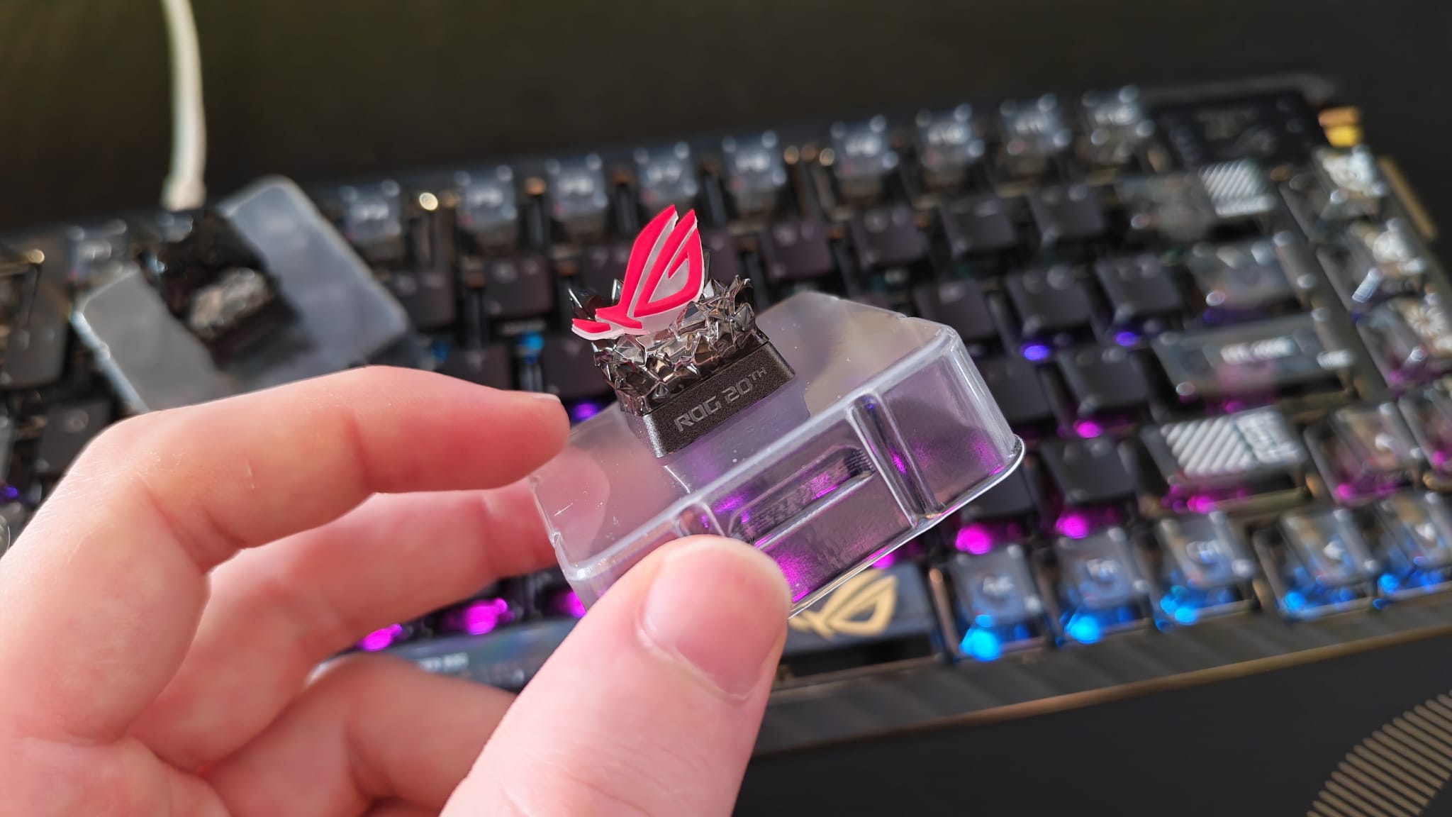 The Asus ROG 20 logo in the ROG Mystery keycap 20 set