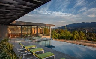 T-shaped floorplan and pool area of the Lichen House