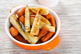 Roasted carrots with parsnips, food