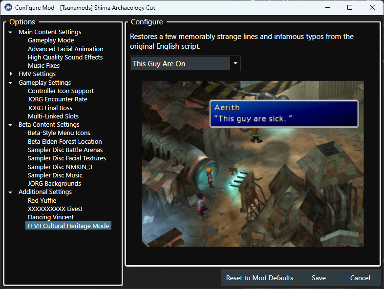 Shinra Archaeology Cut mod