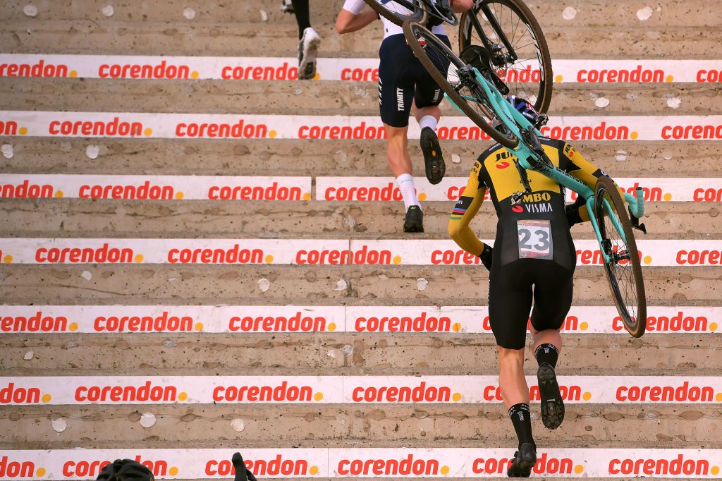 HOOGERHEIDE NETHERLANDS JANUARY 26 Wout Van Aert of Belgium and Team JumboVisma during the 31st WC GP Adrie Van der Poel Hoogerheide 2020 Men Elite UCICX TelenetUCICXWC on January 26 2020 in Hoogerheide Netherlands Photo by Luc ClaessenGetty Images