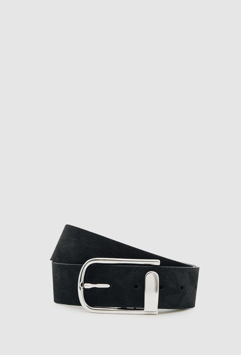 Suede Half Keeper Belt in Black