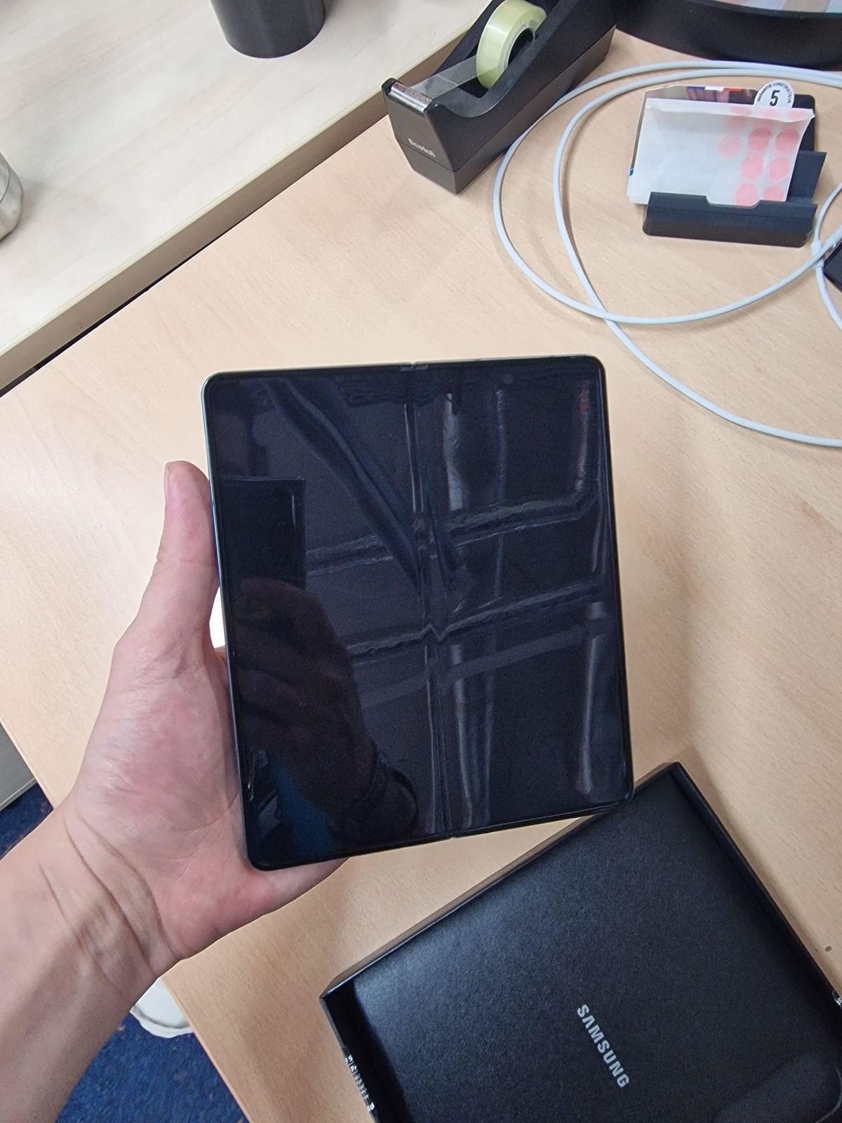 Samsung Galaxy Z Fold 4 real-world photos in blue color variant