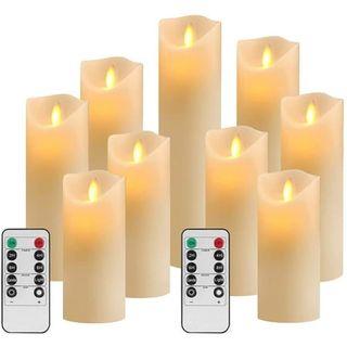 9 tall Oshine Flameless LED Candles with two remote controls