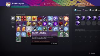 Destiny 2 solstice silver leaves inventory
