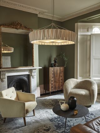 Luxury living room ideas with oversized pendant by Original BTC