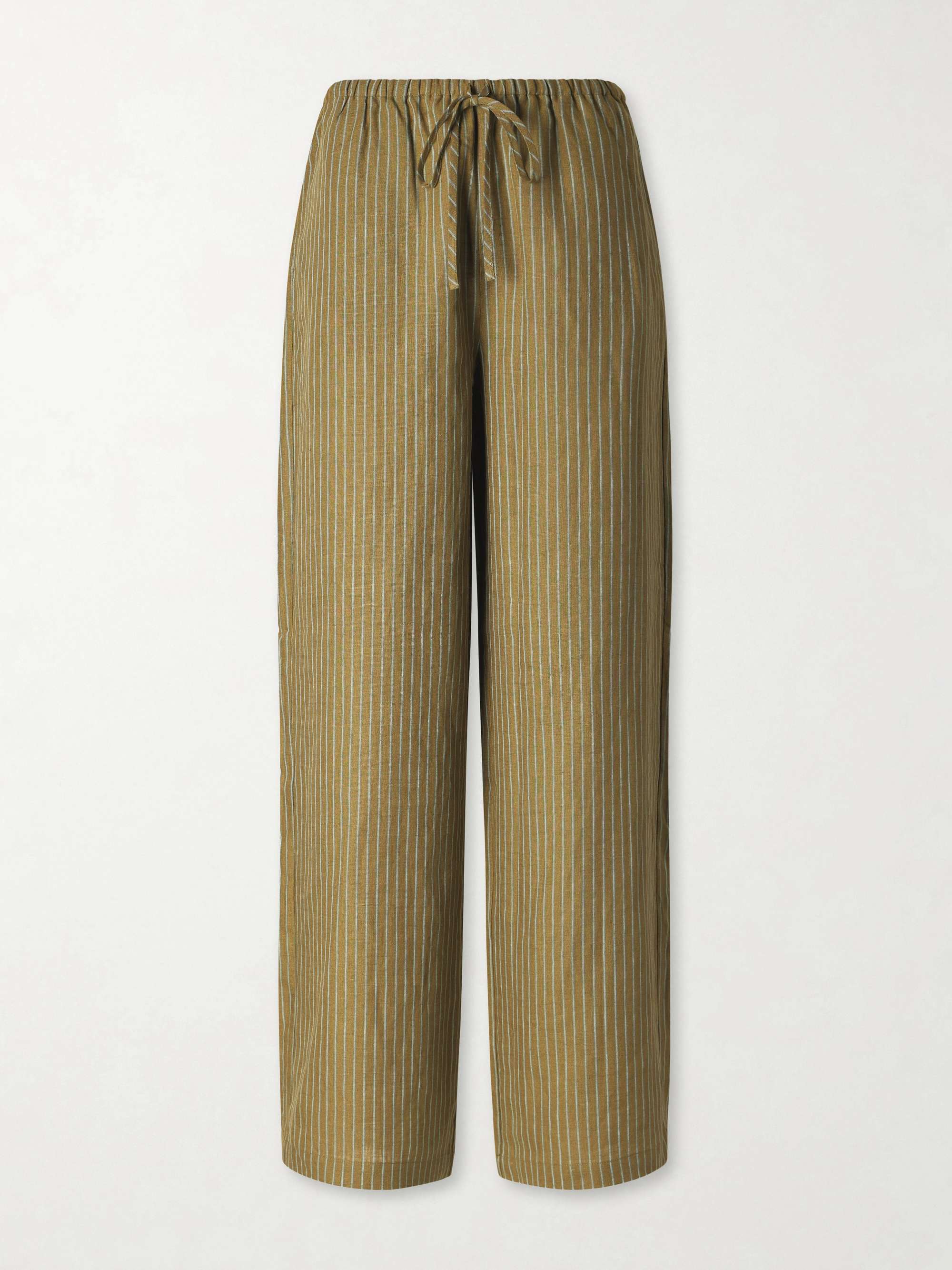 Mateo Striped Linen Wide-Leg Pants