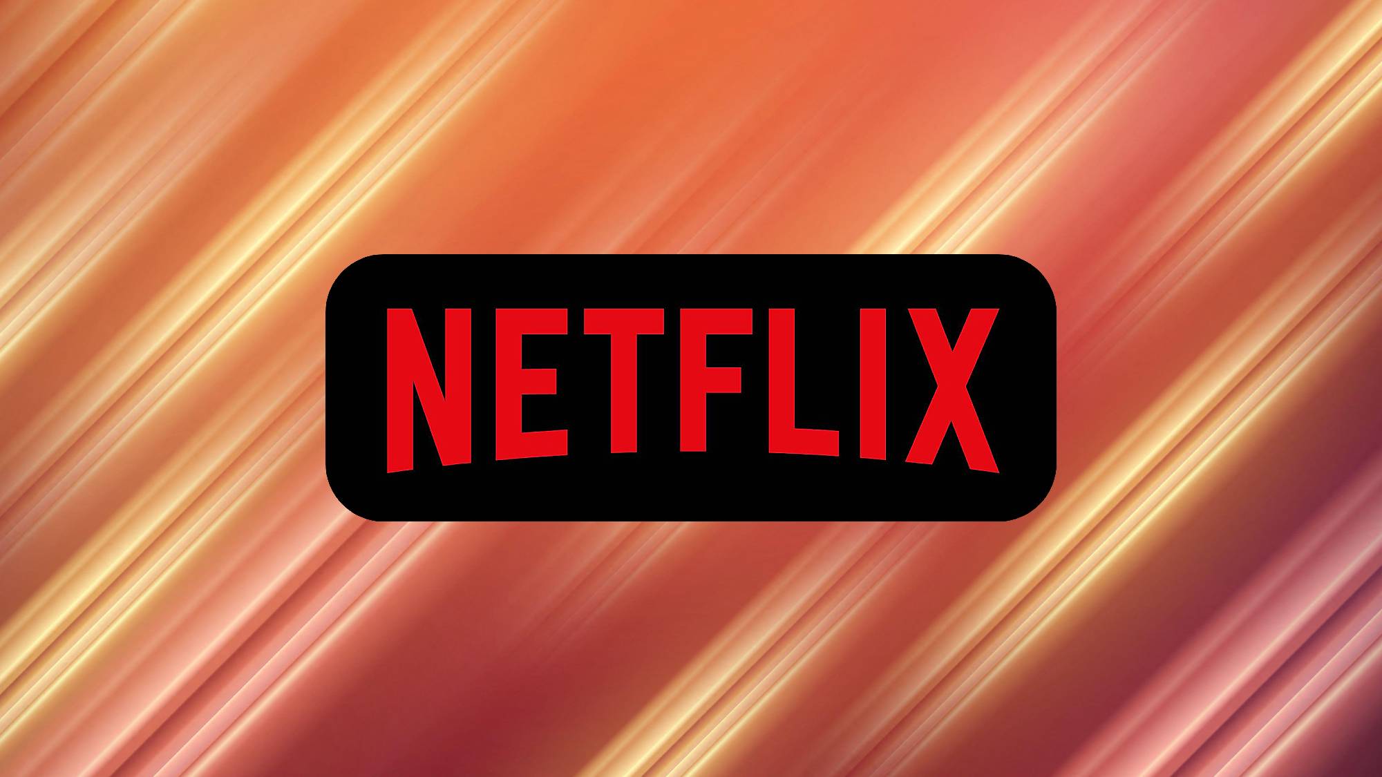 Netflix logo on orange striped background
