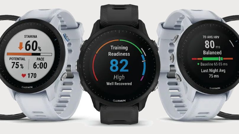 Garmin Forerunner 955 watches in black and white