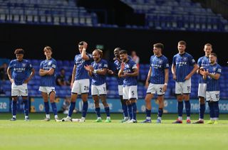 Ipswich squad for 2024/25 IPSWICH, ENGLAND - JULY 27: The Ipswich team stand together during a penalty shootout during the Pre-Season Friendly match between Ipswich Town and Fortuna Dusseldorf at Portman Road on July 27, 2024 in Ipswich, England. (Photo by Catherine Ivill - AMA/Getty Images)