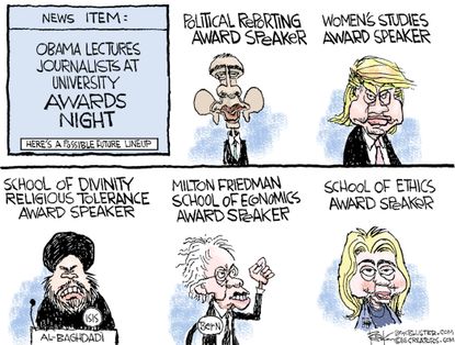 Obama Cartoon U.S. Election Media Coverage 2016